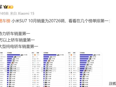 小米SU7大放異彩！10月銷量超比亞迪，雷軍樂(lè)開(kāi)花，三個(gè)“第一”收入囊中