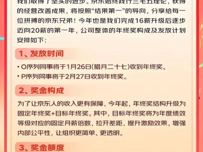 京東2024年終獎(jiǎng)大揭秘：O、P序列發(fā)放時(shí)間不同，最高可享8倍月薪