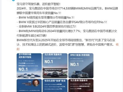 寶馬集團(tuán)2024年中國市場大捷，BMW蟬聯(lián)豪華車銷量冠軍