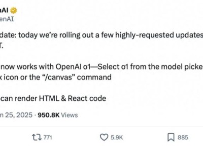 OpenAI Canvas升級(jí)：o1模型亮相，HTML與React代碼渲染功能來(lái)襲